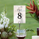 Elegant Script Modern Photo Bröllop Bordsnummer<br><div class="desc">Den här designen har ett underbart foto som du kan välja mellan. Klicka på knappen "Klicka för att anpassa ytterligare" för att redigera skriptordalydelsen "färg". Flytta fotobilden ovanför övertäckt lagrar till mitten. Se hela samlingen för mer matchande objekt!</div>