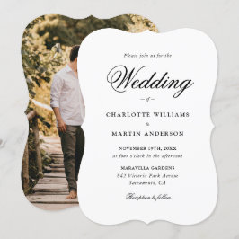 Elegant Script Modern Photo Bröllop Inbjudningar