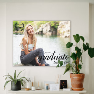 Elegant Script Modern Photo Student Canvastryck