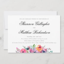Elegant Script Modern Watercolor Blommigt Bröllop