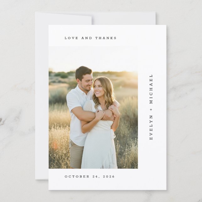 Elegant Script Modern Wedding Photo Tack Kort (Framsida)