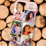 Elegant Script Monogram 6 FotoRosa och Grått<br><div class="desc">Elegant och feminin, personlig iphone case i rosa och grått, med 6 av dina favoritfoton samt ditt monogram. Den här söt designen har en fet början med handskriven skripttypografi för ditt namn. Fotomallen är inställd så att du kan lägga till 6 bilder som visas i kvadratiskt / instagram-format. Designad för...</div>