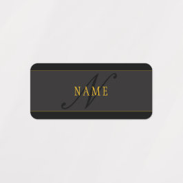 Elegant Script Monogram Black & Gold Klistermärke