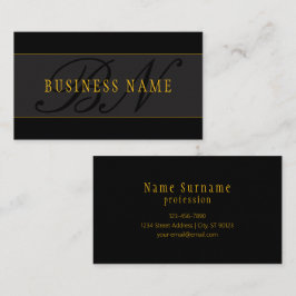 Elegant Script Monogram Black & Gold Visitkort