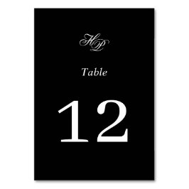 Elegant Script Monogram Black & White Bröllop Bordsnummer