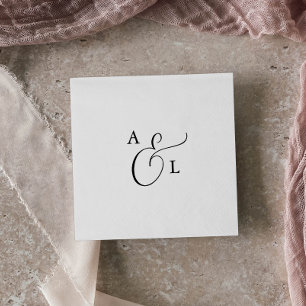 Elegant Script Monogram Bröllop Napkins Pappersservett