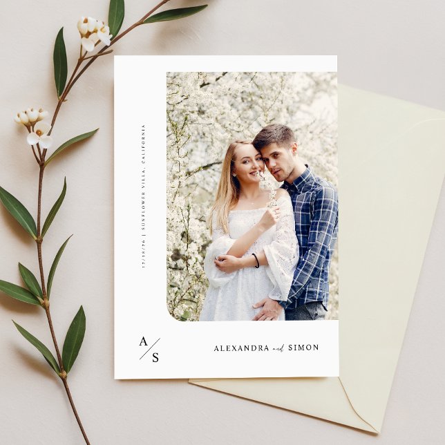 Elegant Script Monogram Bröllop Photo Inbjudningar (Skapare uppladdad)