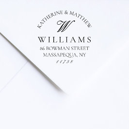 Elegant Script Monogram Bröllop Returadress Självfärgande Stämpel