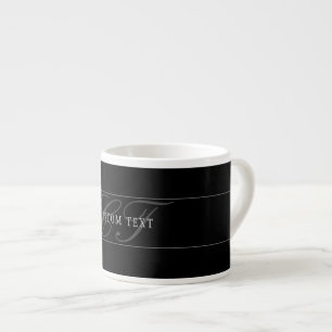 Elegant Script Monogram Editable Black Grått White Espressomugg