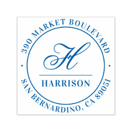 Elegant Script Monogram Family Namn Returadress Självfärgande Stämpel