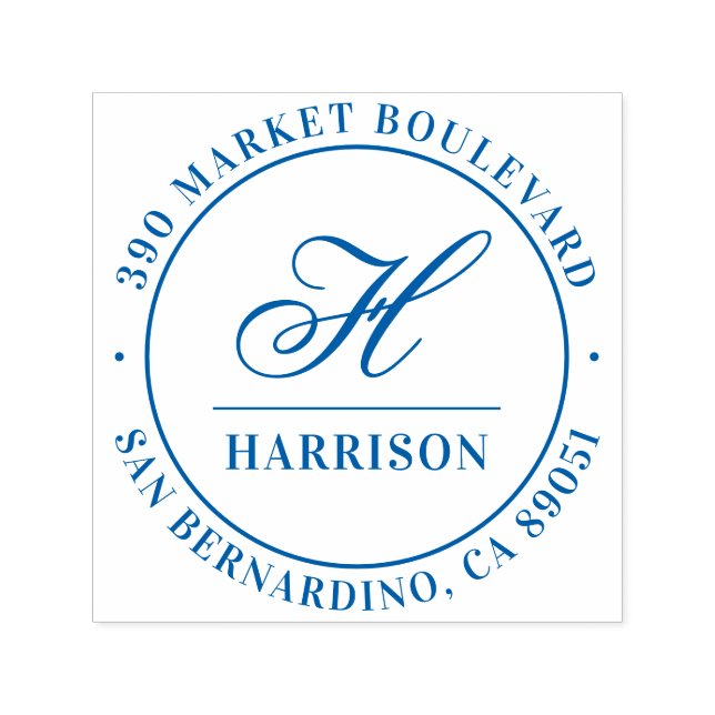 Elegant Script Monogram Family Namn Returadress Självfärgande Stämpel (Design)