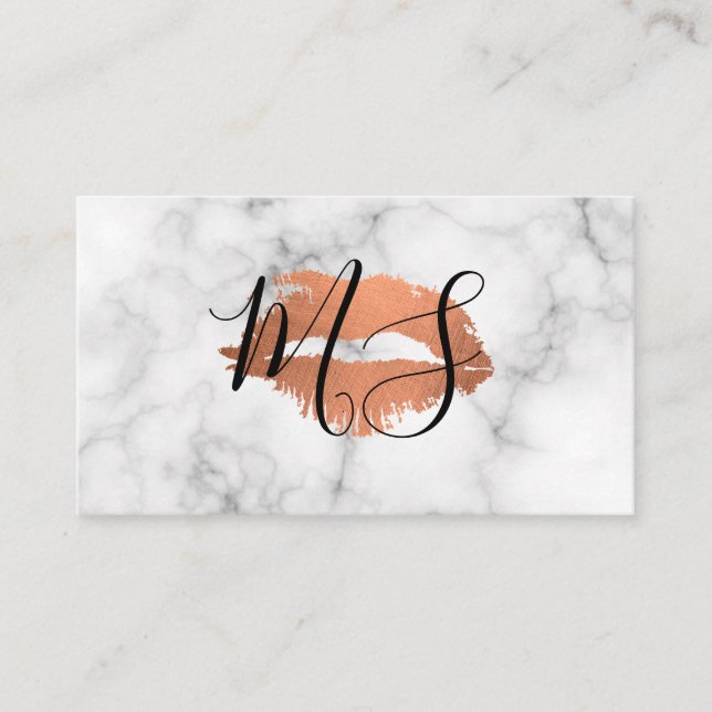 Elegant Script Monogram Glamour Kyss Marmor Visitkort (Framsida)