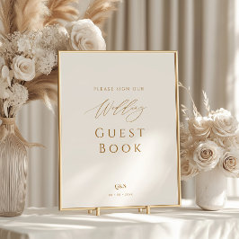 Elegant Script Monogram Guest Bok Bröllop-tecken Poster