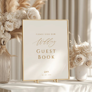 Elegant Script Monogram Guest Bok Bröllop-tecken Poster
