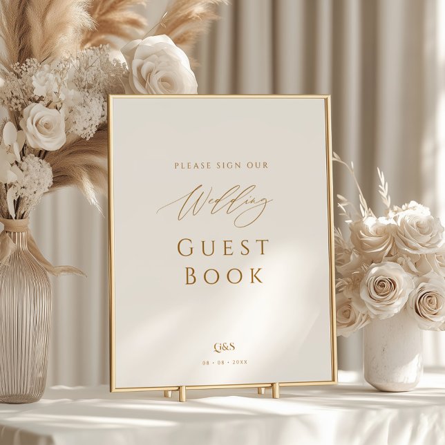 Elegant Script Monogram Guest Bok Bröllop-tecken Poster (Skapare uppladdad)