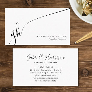 Elegant Script Monogram Initialer Calligraphy Swas Visitkort