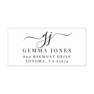 Elegant Script Monogram Initialer Namn Självfärgande Stämpel