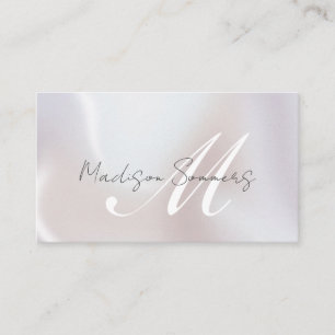 Elegant Script Monogram Iridescent Pearl Shimmer