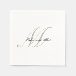 Elegant Script Monogram med Namn Bröllop Napkins Pappersservett