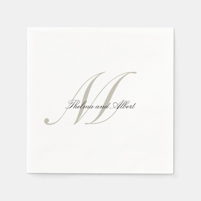 Elegant Script Monogram med Namn Bröllop Napkins Pappersservett (Framsidan)