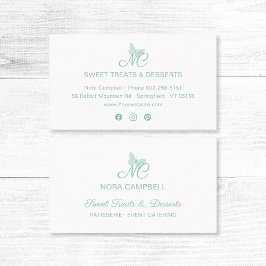 Elegant Script Monogram Mint Grönt Butterfly Visitkort