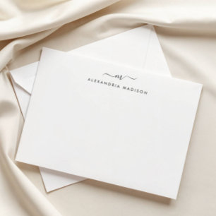 Elegant Script Monogram Modern Swash Stationery Anteckningskort