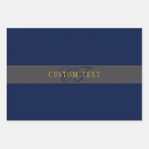 Elegant Script Monogram Mörk Navy Blue Grått & Gul
