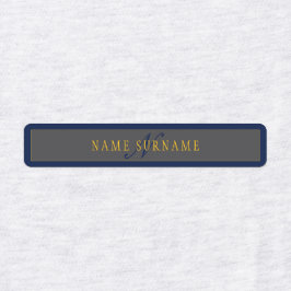 Elegant Script Monogram Mörk Navy Blue Grått & Gul Klistermärke