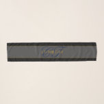 Elegant Script Monogram Mörk Navy Blue Grått & Gul Sjal<br><div class="desc">tittar av elegant,  monogramformat design. Anpassa som du vill!</div>