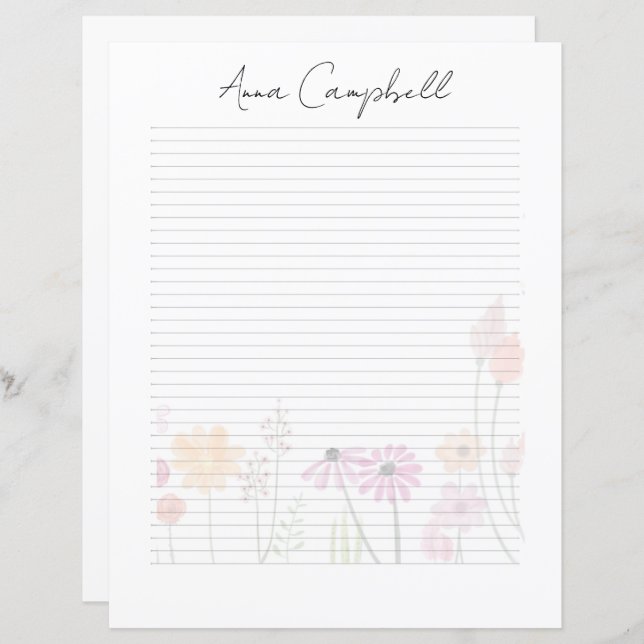 Elegant Script Monogram Personalized Stationery (Fram/baksida)