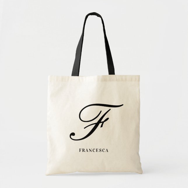 Elegant Script Monogram Personlig Bridesmaid Tygkasse (Framsidan)