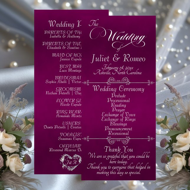 Elegant Script & Monogram - Plum Wedding Program (Skapare uppladdad)