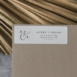 Elegant Script Monogram Returadressetikett Returadress Etikett