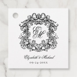 Elegant Script Monogram Vapensköld Bröllop Gåvor Etiketter