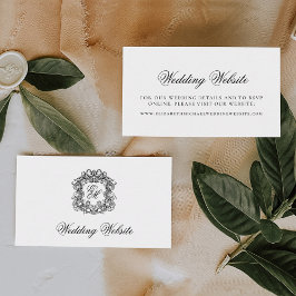 Elegant Script Monogram Vapensköld Bröllop webbpla Tilläggskort