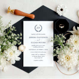 Elegant Script Monogram Vapensköld WAN Bröllop Inbjudningar