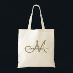 Elegant Script Monogrammed Namn Modern Trendig Tygkasse<br><div class="desc">Den här engrammade väskan har ett monogram med modernt typsnitt. Anpassa den med ditt namn och monogram.</div>