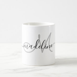 Elegant Script Monogrammmed Namn Modern Kaffemugg