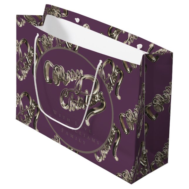 Elegant Script Mönster Eggplant Lila jul (Framsidan Vinklad)