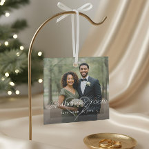 Elegant Script Mor i Groom Photo Keepsak