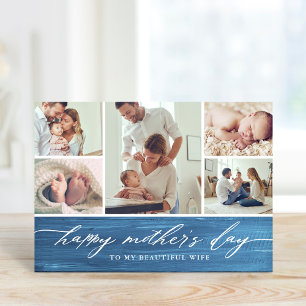 Elegant Script Mors dag Photo Collage Kort