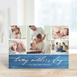 Elegant Script Mors dag Photo Collage Kort