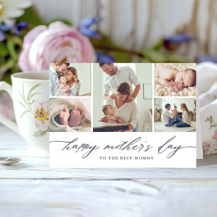 Elegant Script Mors dag Photo Collage Kort