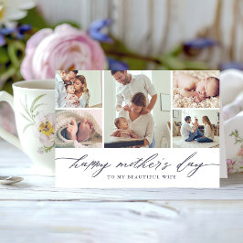 Elegant Script Mors dag Photo Collage Kort