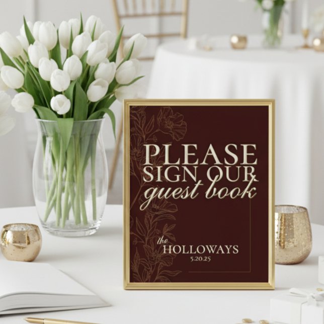 Elegant Script Mousse Brun Bröllopsgästbok Poster (Invite guests to leave a little love in a fun and memorable way!)