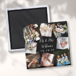 Elegant Script Mr. Bröllop Photo Collage Magnet<br><div class="desc">Anpassa med dina favoritfoton från bröllop,  namn och speciella datum för att skapa ett unikt fotokollage,  minne och presentkort. En underbar keepy att uppskatta! Designad av Thisisnotme©</div>