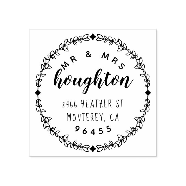 Elegant Script Mr. & Mrs. Married Returadress Stämpel (Tryck)