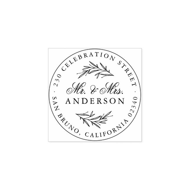Elegant Script Mr. & Newlyows Returadress Stämpel (Tryck)