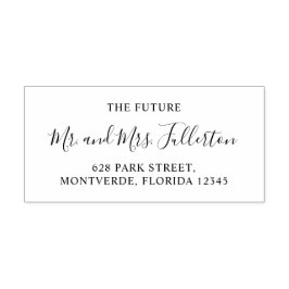 Elegant Script Mr. och Mrs. Bröllop Returadress Självfärgande Stämpel