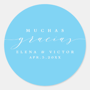 ELEGANT SCRIPT MUCHAS GRACIAS TACK STICKER RUNT KLISTERMÄRKE